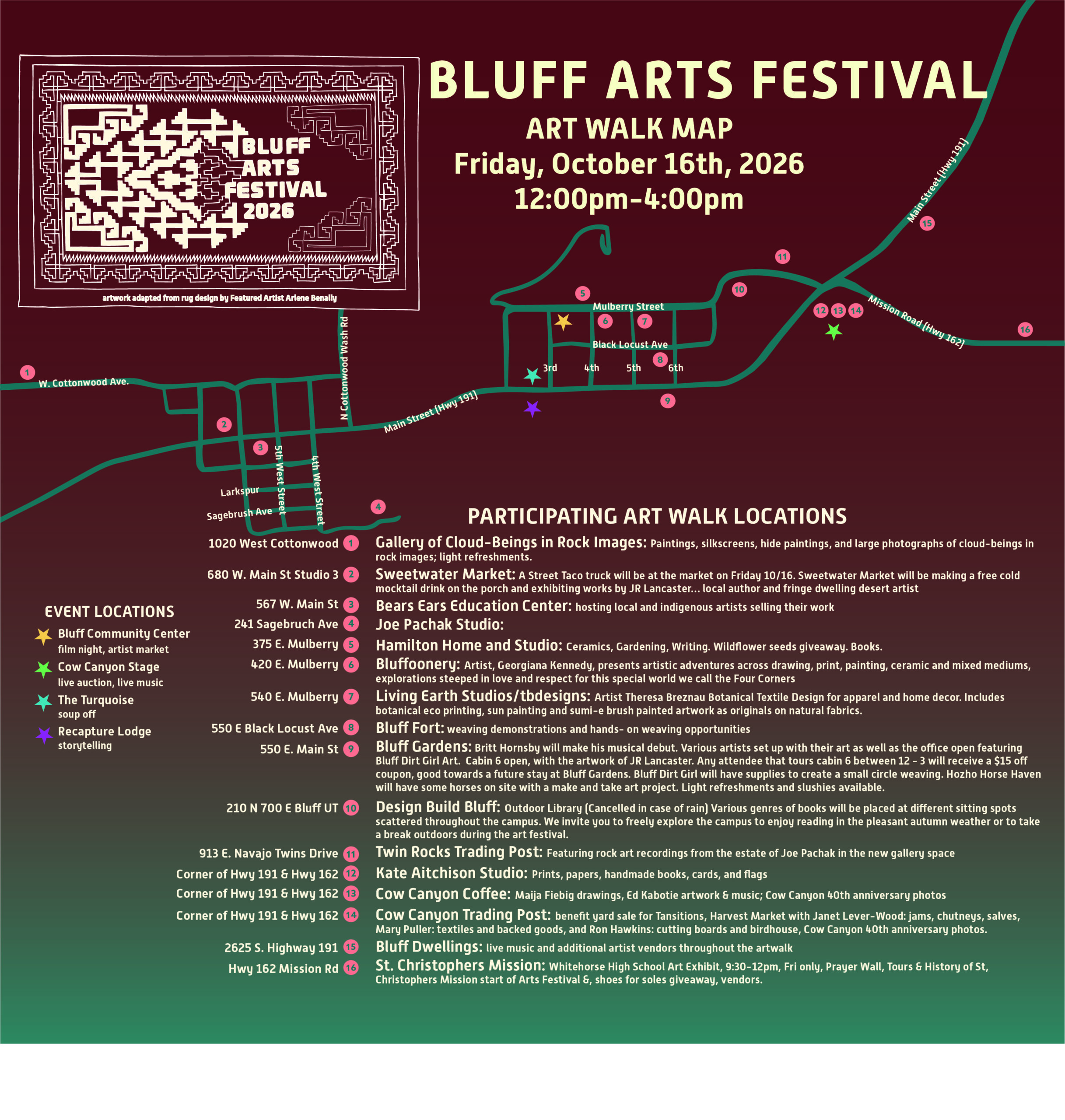 Bluff Art Walk MAP only
